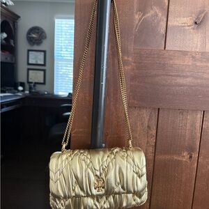Tory Burch Gold Kira Quilted Shoulder Bag